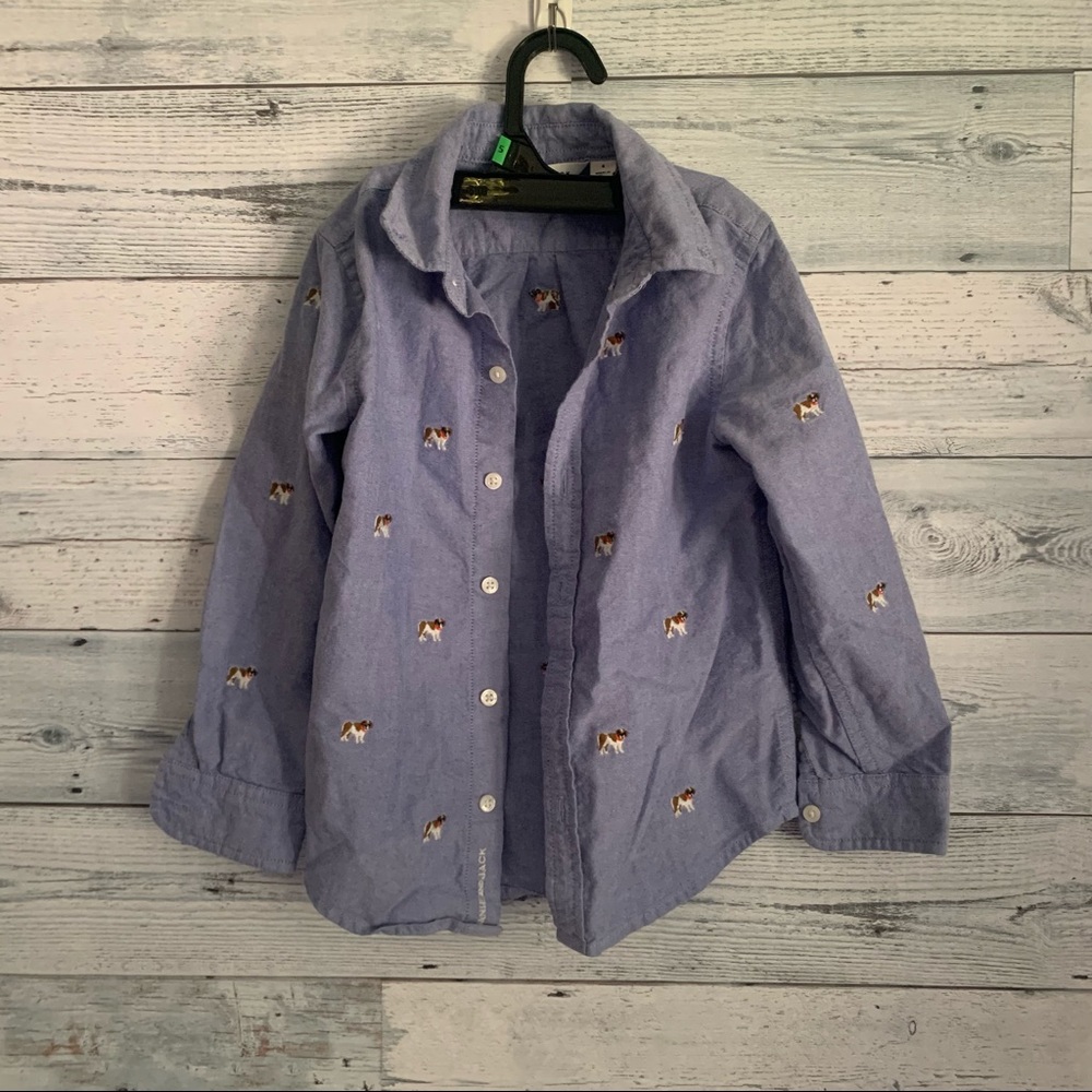 Boys Janie and Jack button down top embroidered dogs